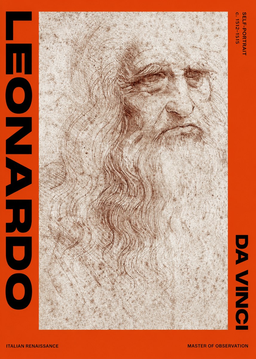 Leonardo da Vinci Self-portrait I No2 - Poszter