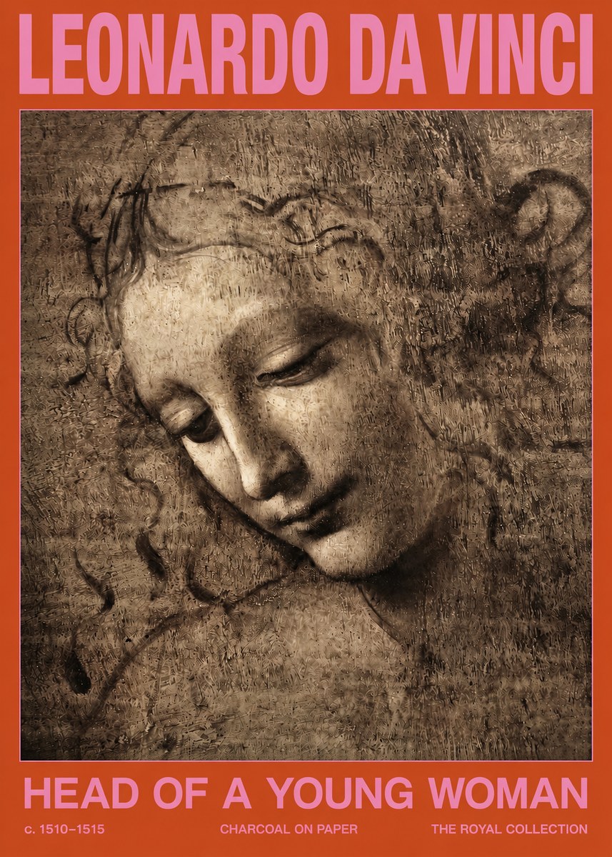 Leonardo da Vinci Head of a Young Woman II No2 - Poszter