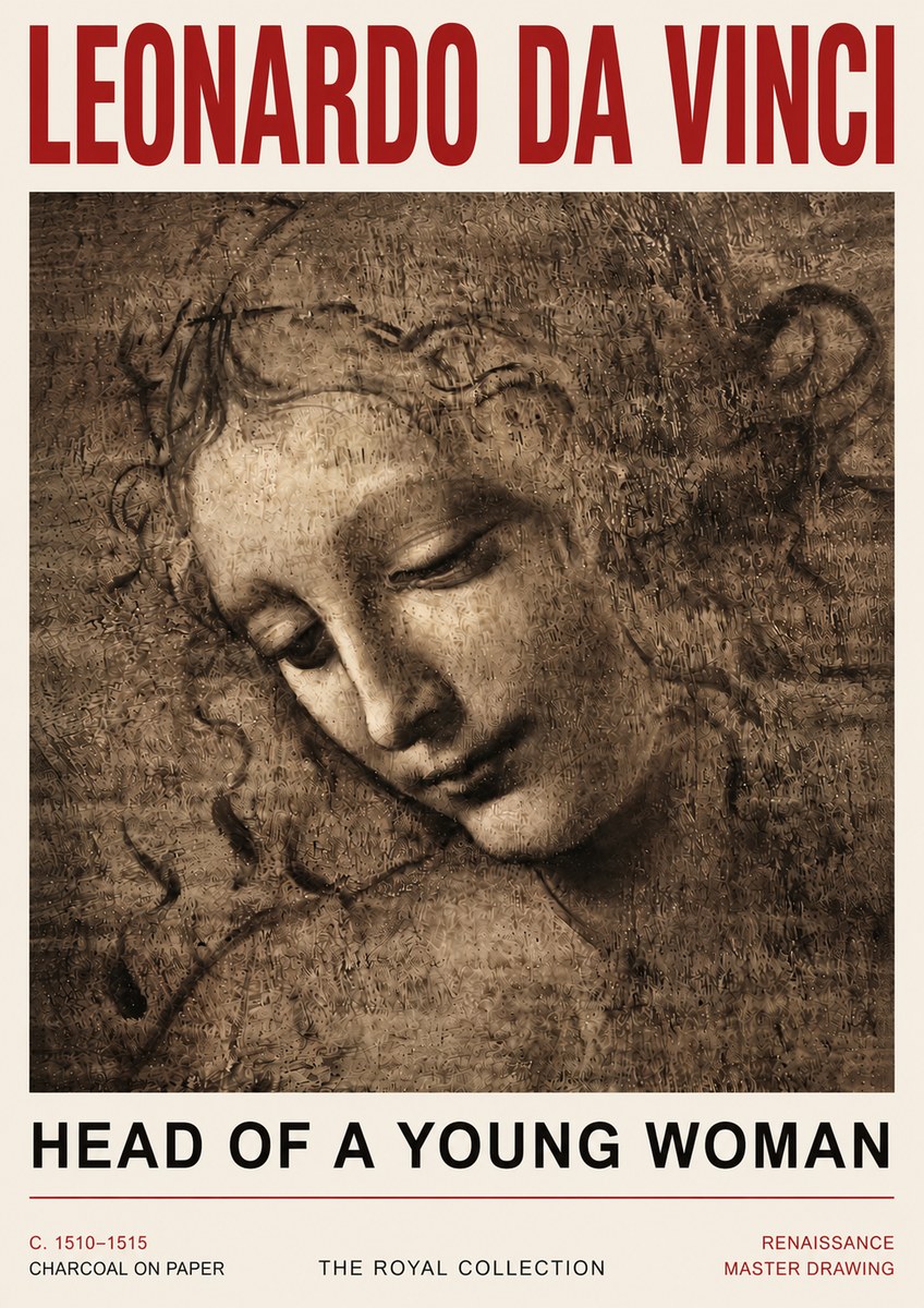 Leonardo da Vinci Head of a Young Woman II No5 - Poszter