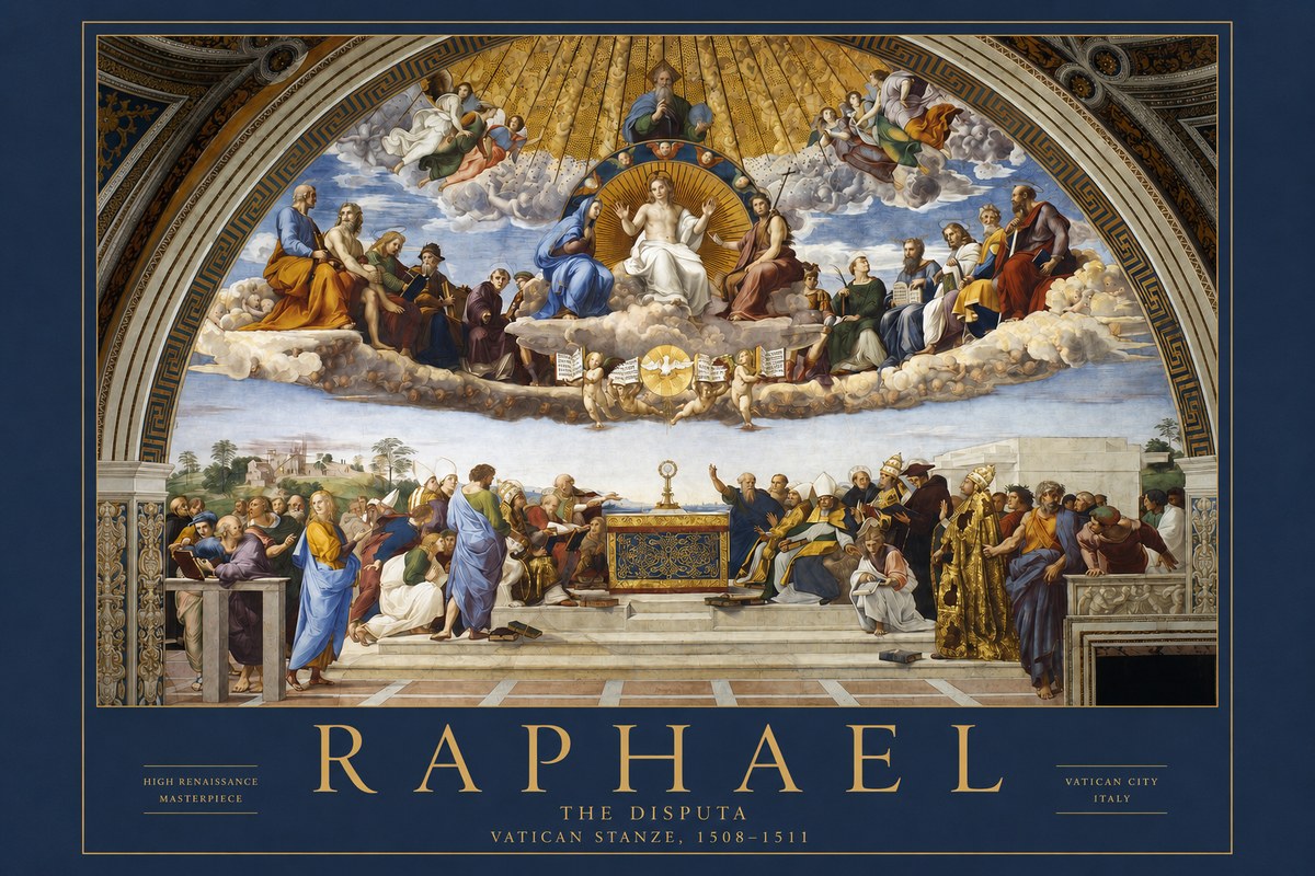 Raphael The Disputation of the Holy Sacrament No2 - Poszter