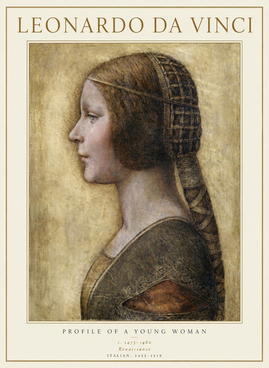 Leonardo da Vinci Portrait of a Young Woman II No5 - Poszter