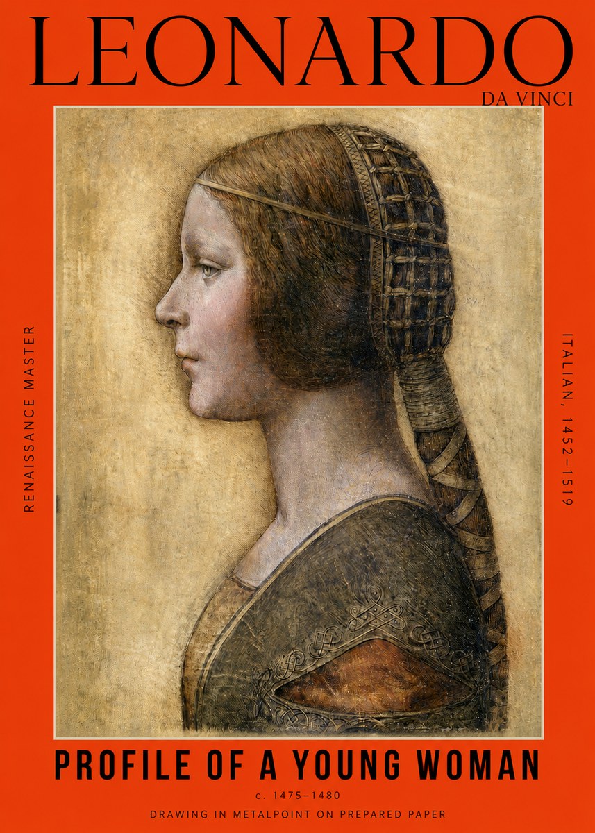 Leonardo da Vinci Portrait of a Young Woman II No6 - Poszter