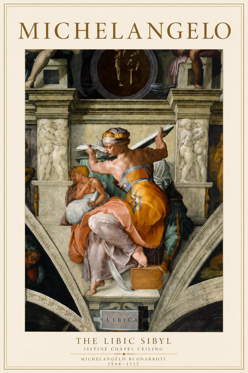 Michelangelo The Libic Sibyl No6 - Poszter