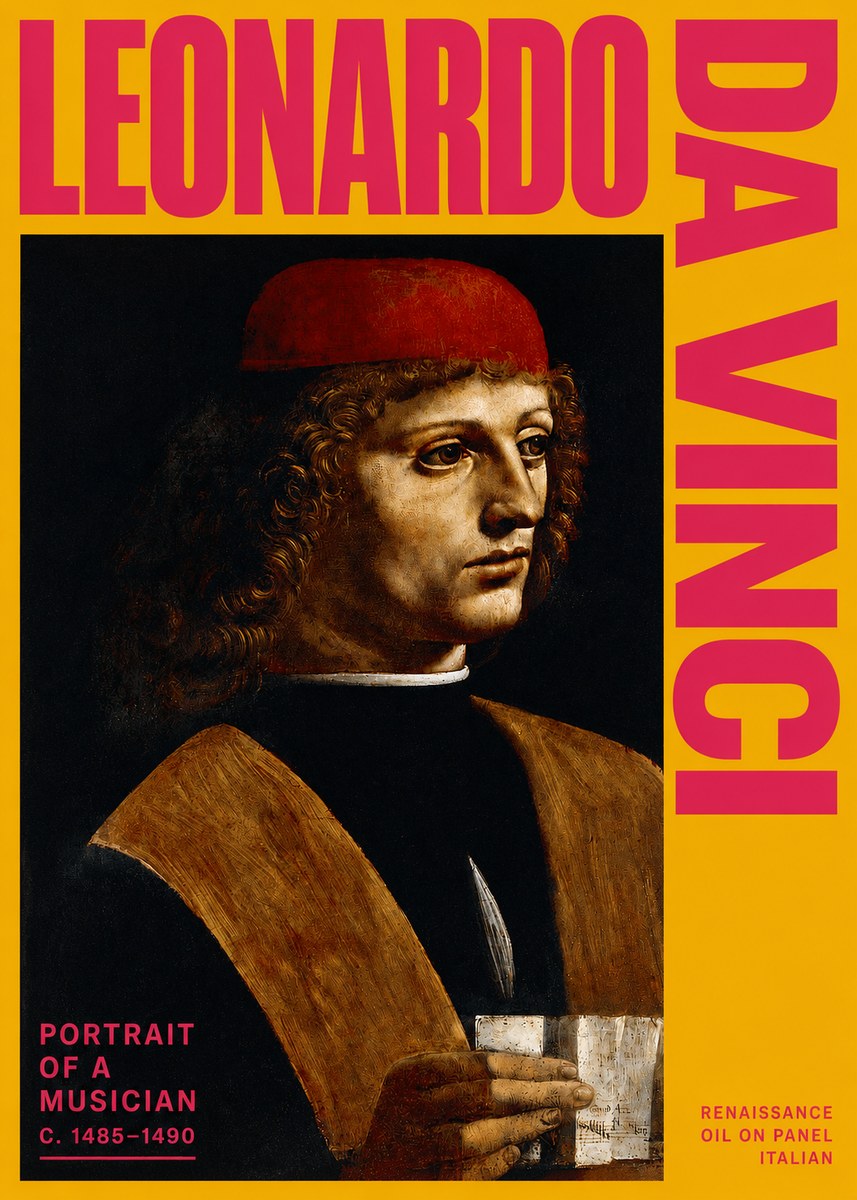 Leonardo da Vinci Portrait of a Musician No2 - Poszter