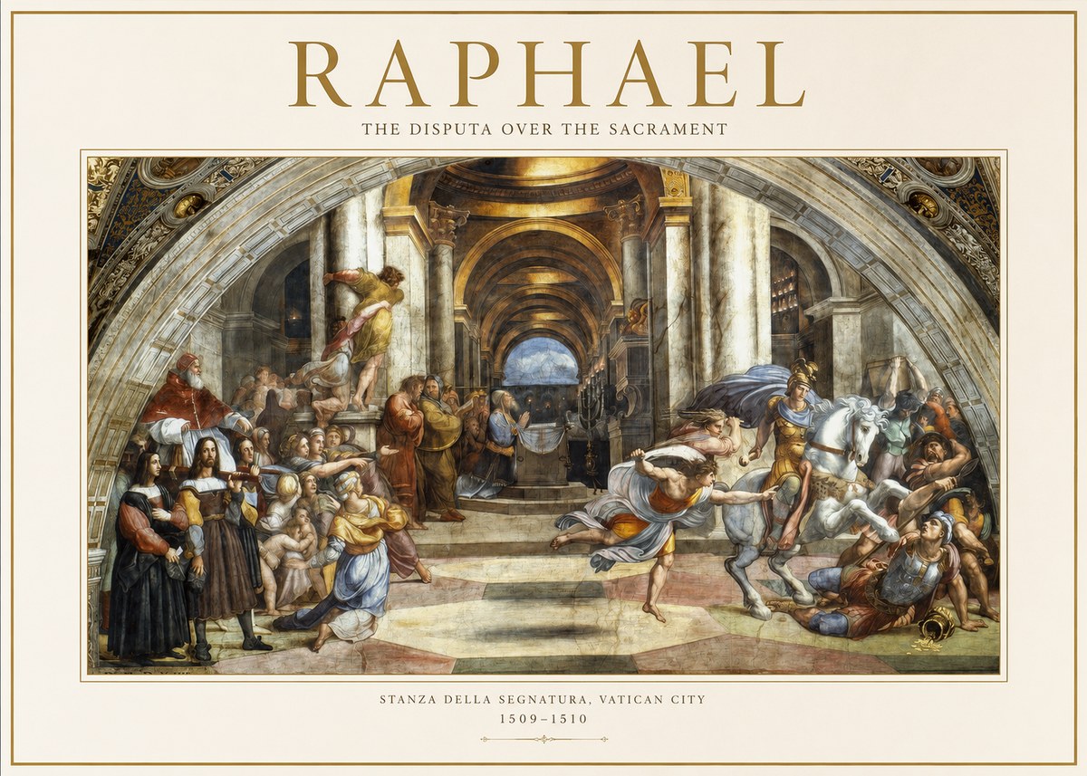 Raphael The Disputa over the Sacrament No1 - Poszter