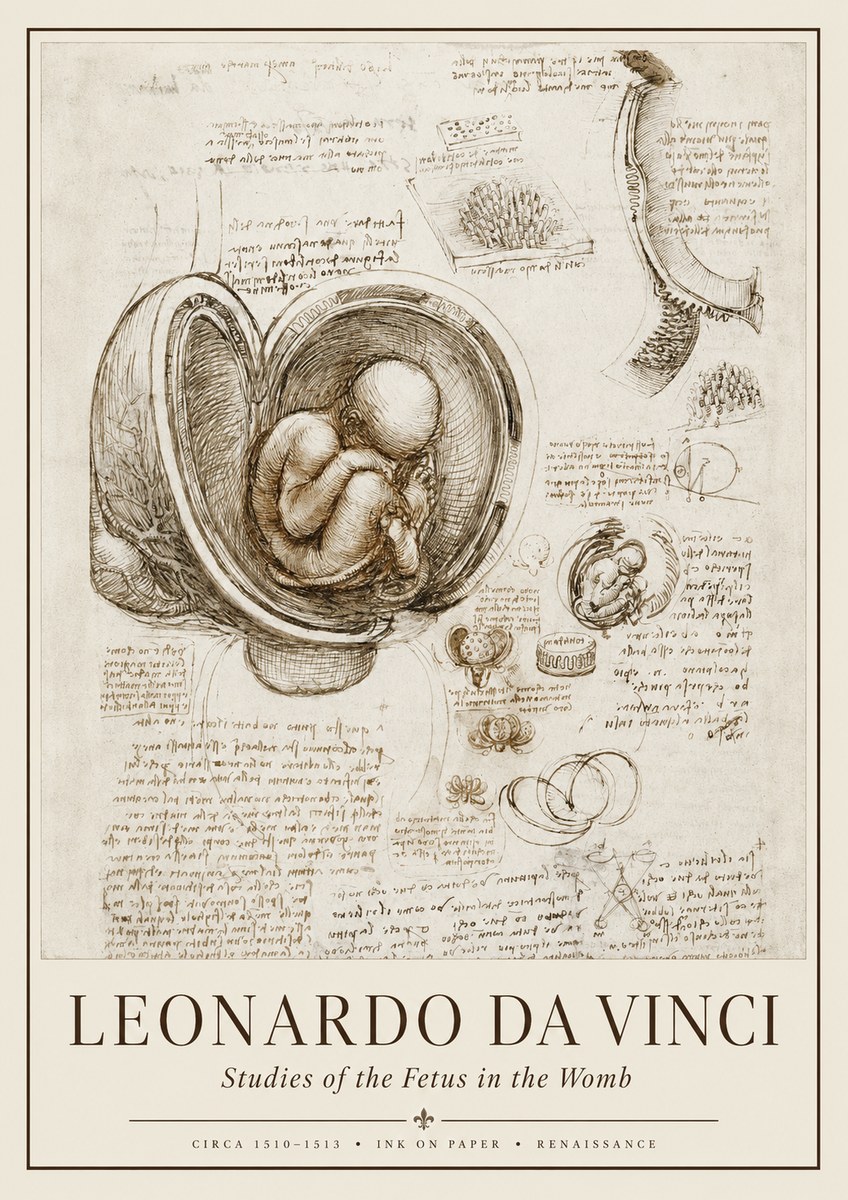 Leonardo da Vinci Studies of the Fetus in the Womb No1 - Poszter