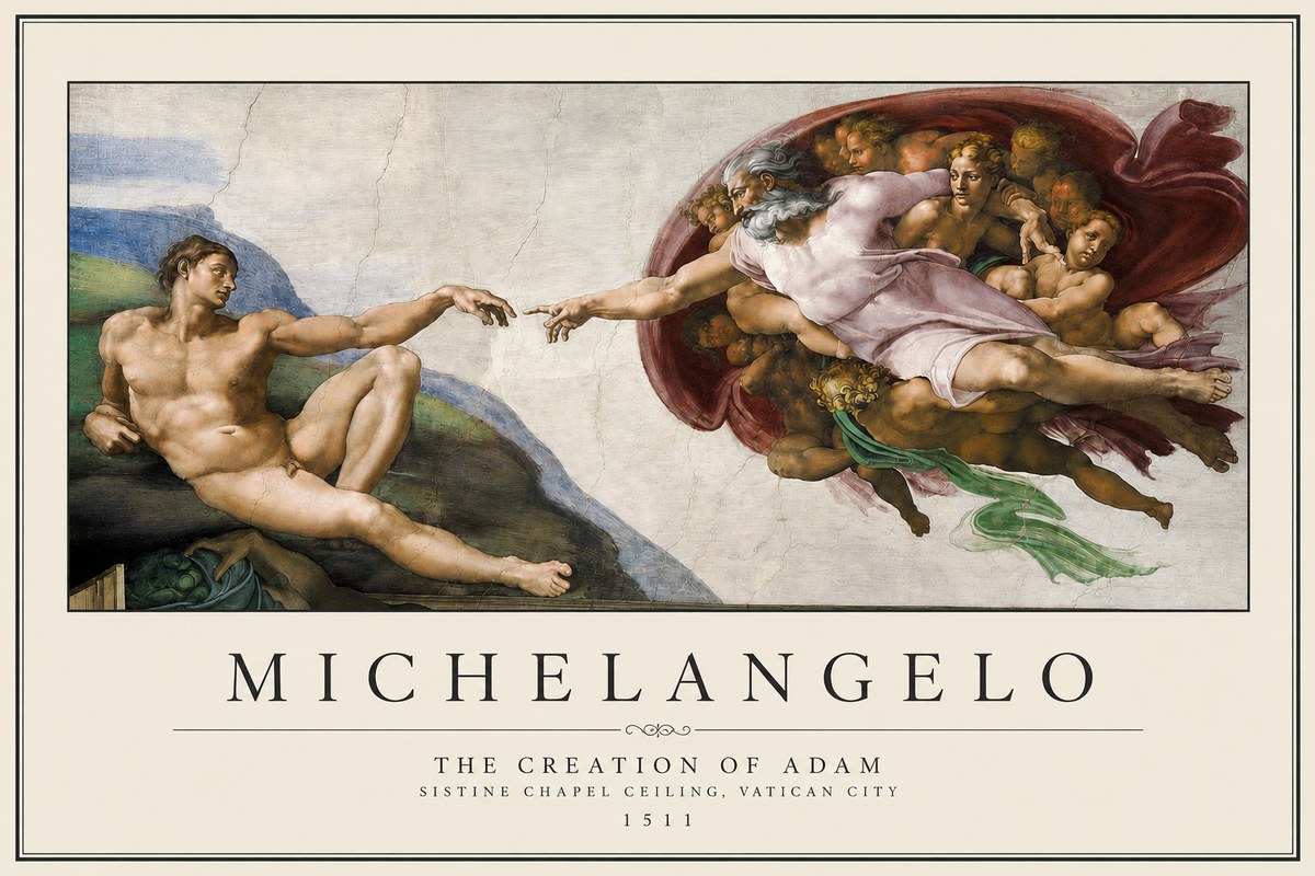 Michelangelo The Creation of Adam No3 - Poszter