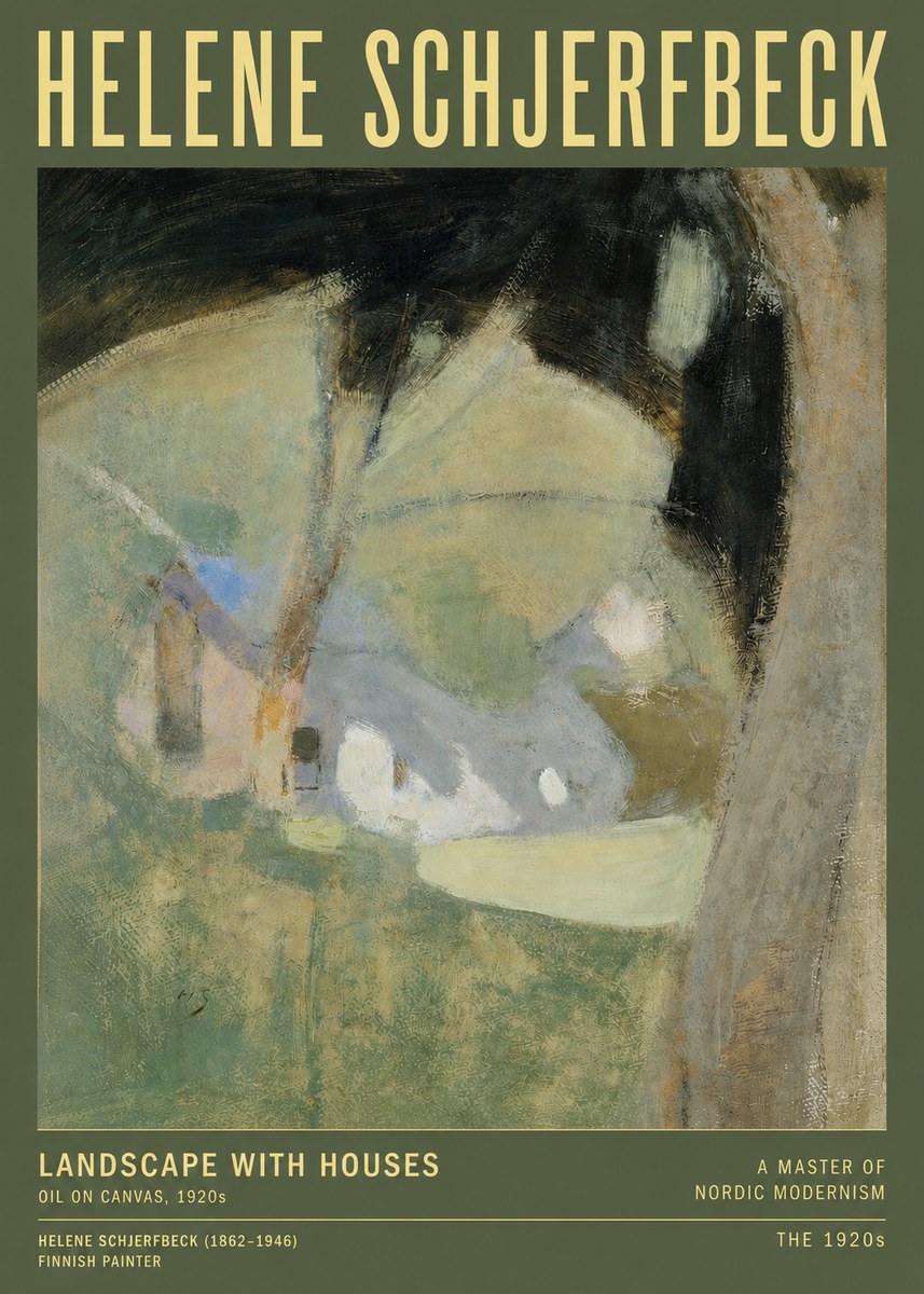 Helene Schjerfbeck Landscape with Houses No3 - Poszter