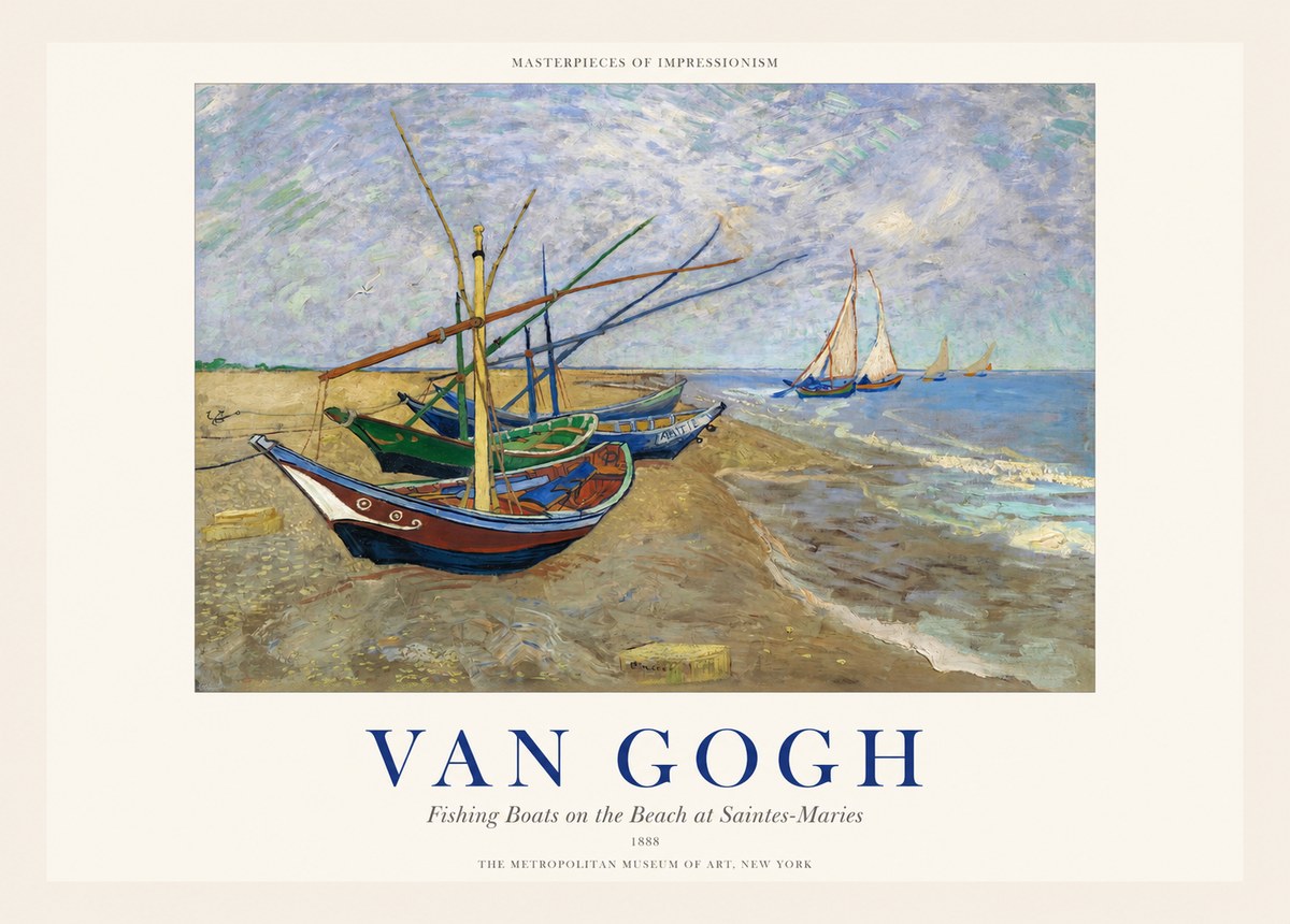 Van Gogh Fishing Boats on the Beach at Saintes-maries No1 - Poszter