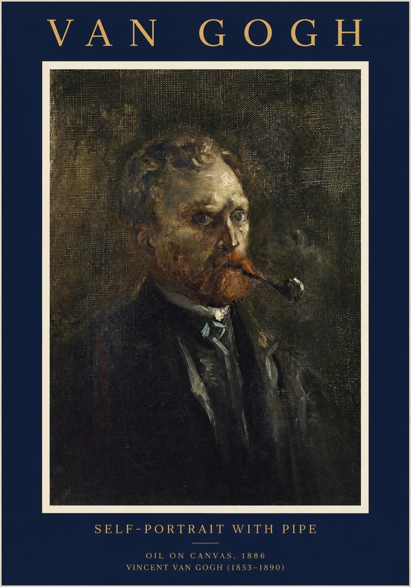 Van Gogh Self-portrait with Pipe No1 - Poszter