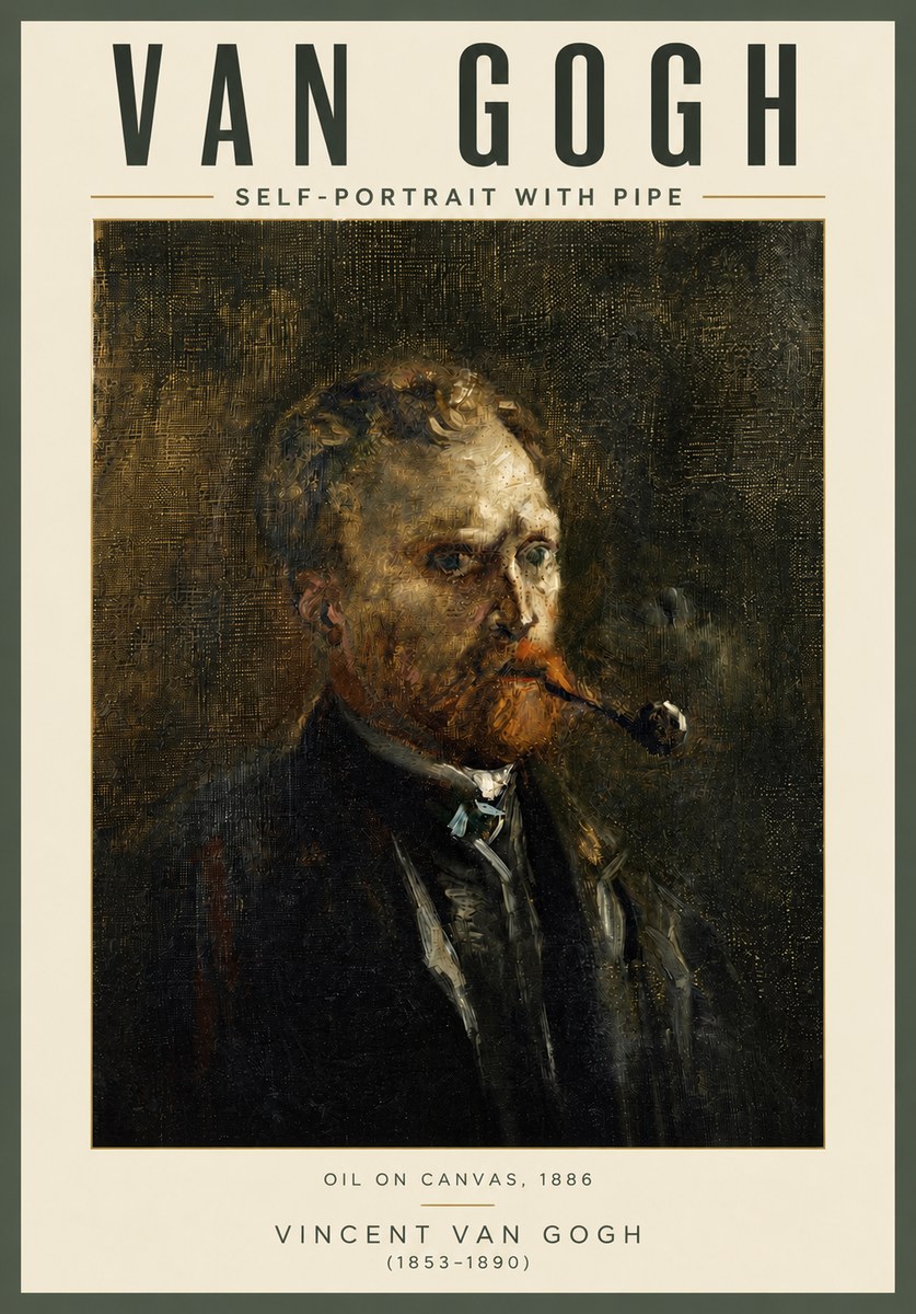 Van Gogh Self-portrait with Pipe No4 - Poszter