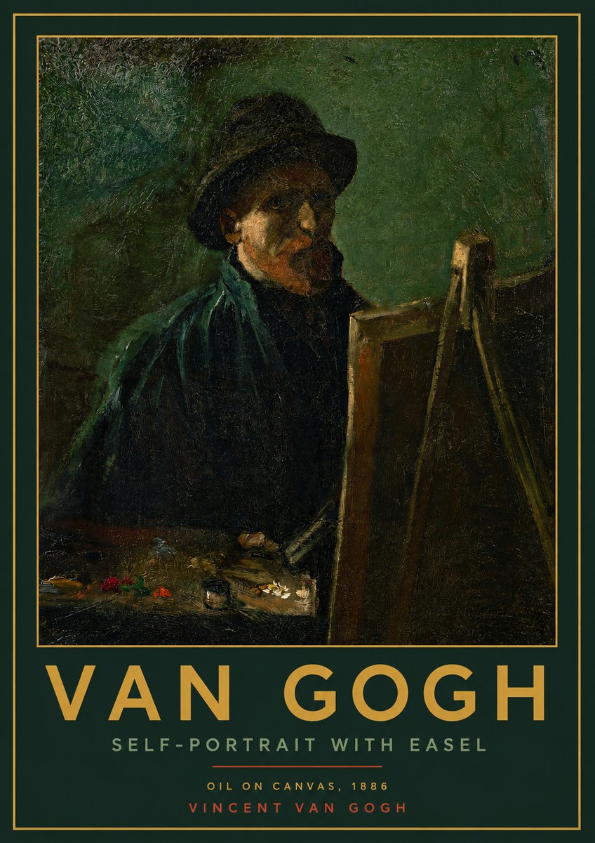 Van Gogh Self-portrait with Easel II No2 - Poszter