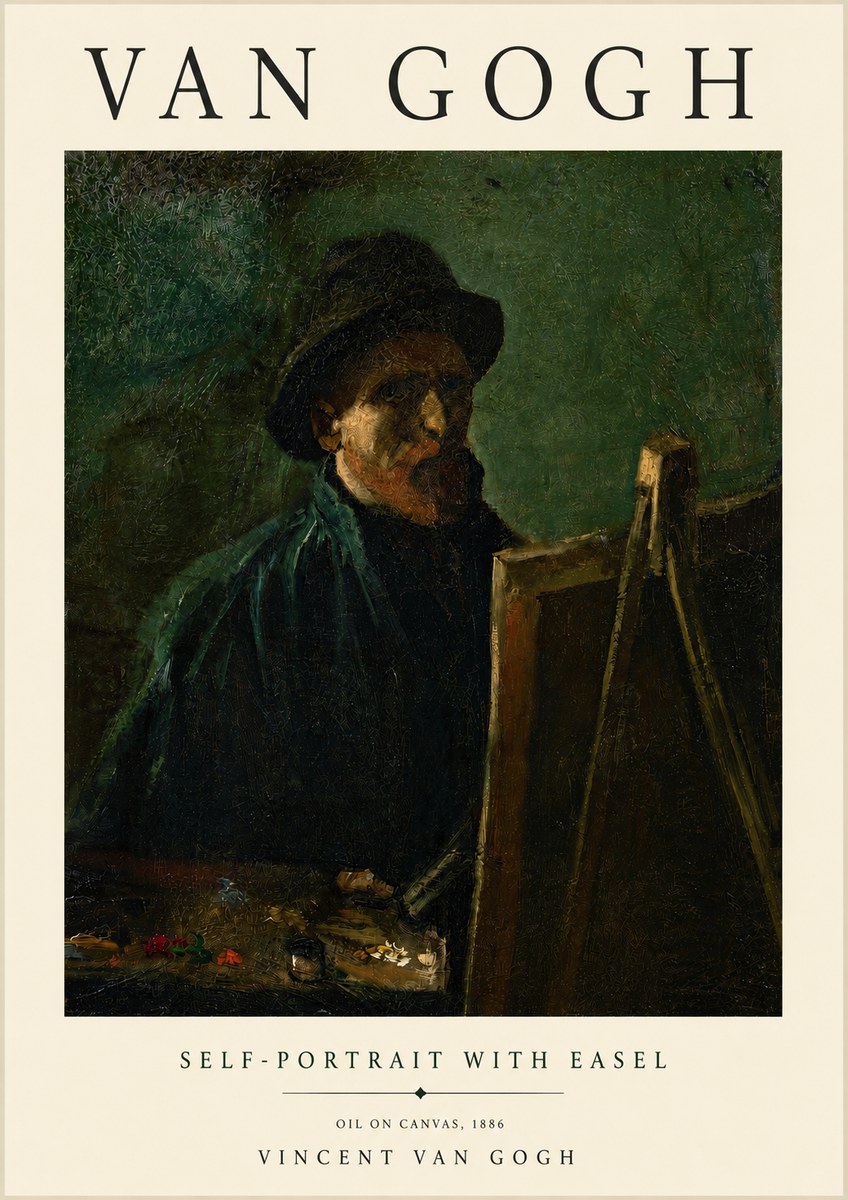 Van Gogh Self-portrait with Easel II No3 - Poszter