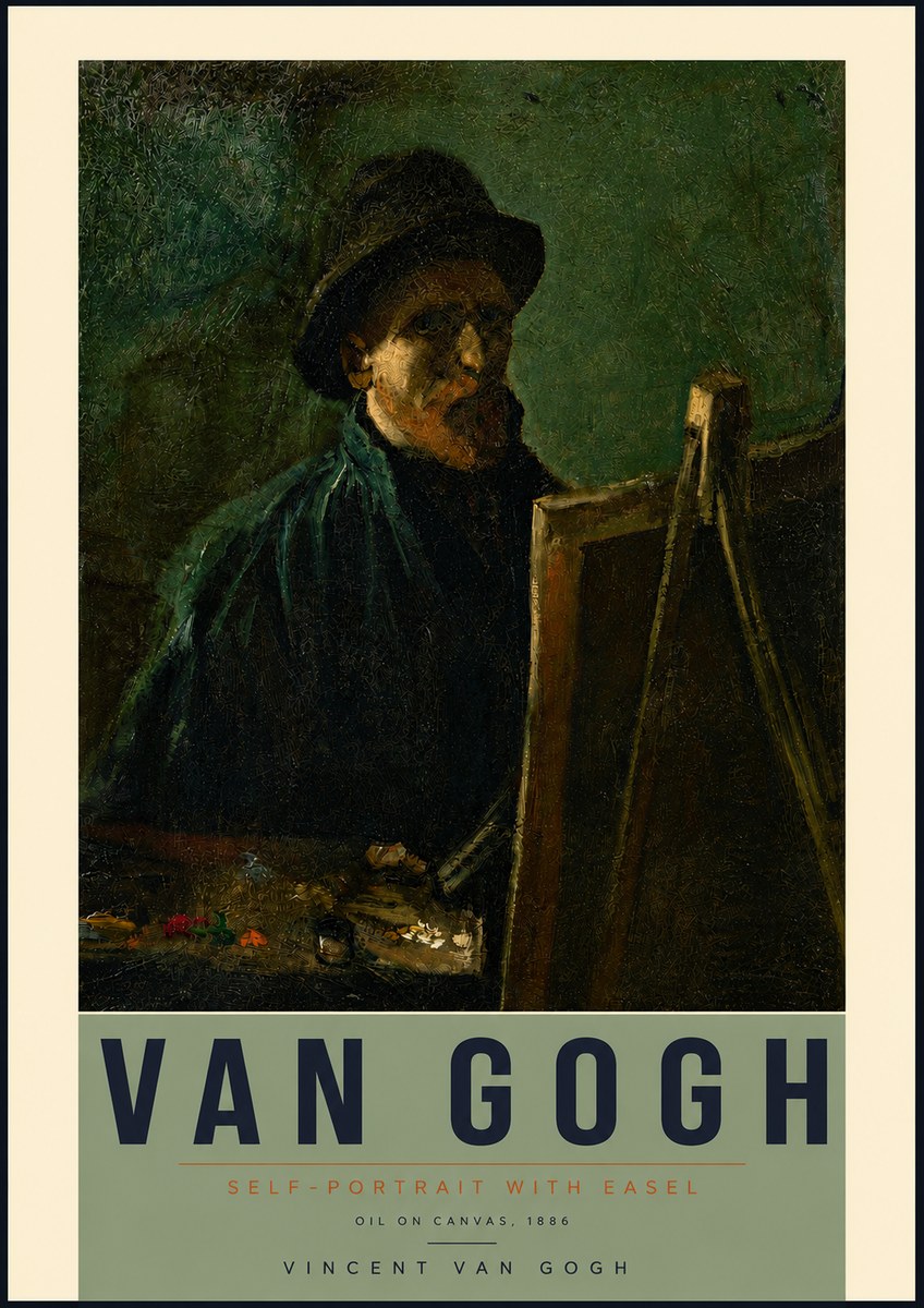 Van Gogh Self-portrait with Easel II No4 - Poszter