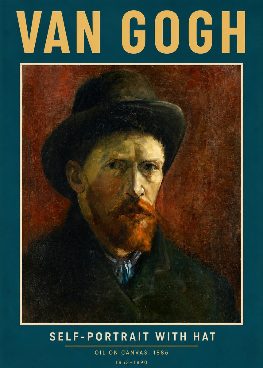 Van Gogh Self-portrait with Hat No3 - Poszter