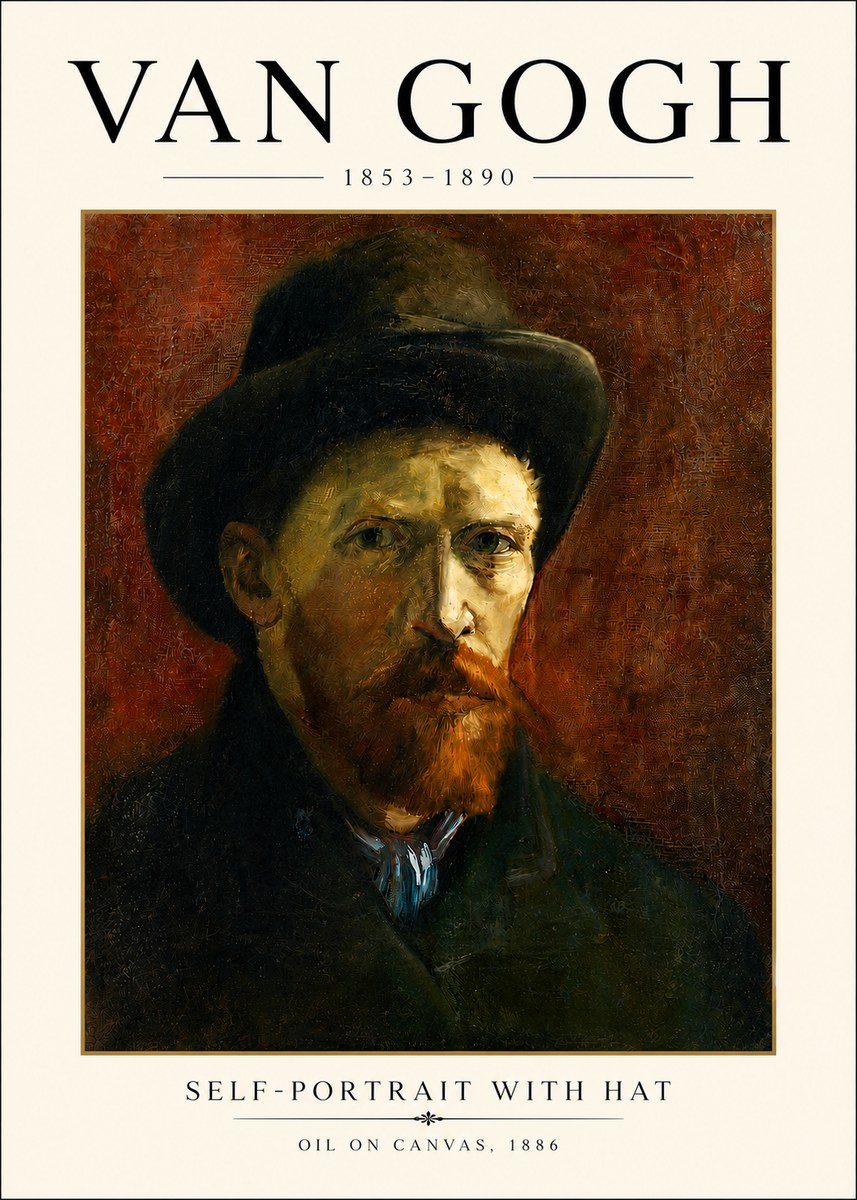 Van Gogh Self-portrait with Hat No4 - Poszter
