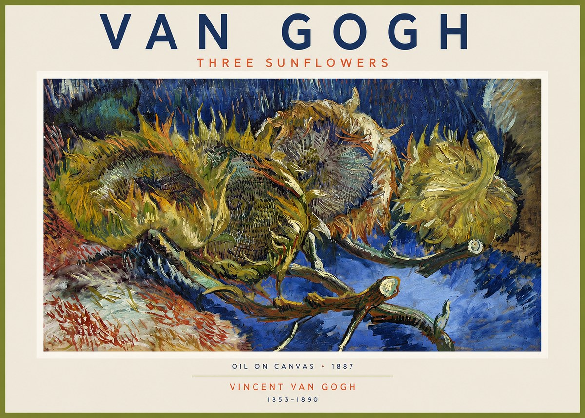 Van Gogh Three Sunflowers No2 - Poszter