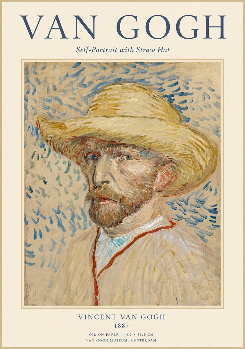 Van Gogh Self-portrait with Straw Hat II No1 - Poszter