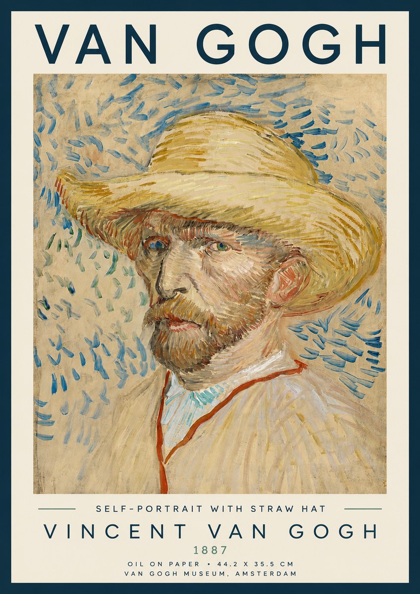 Van Gogh Self-portrait with Straw Hat II No3 - Poszter