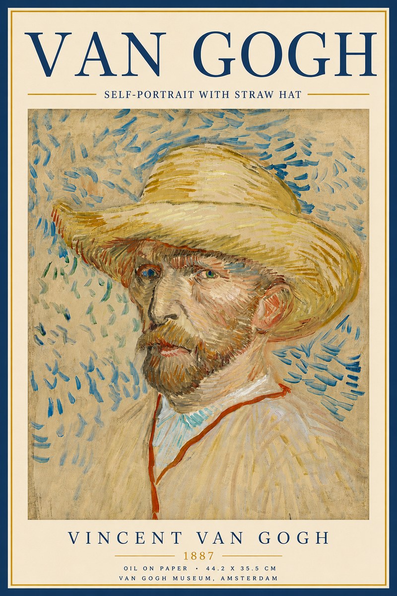 Van Gogh Self-portrait with Straw Hat II No5 - Poszter