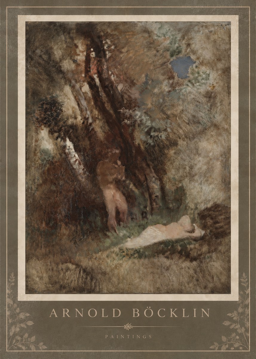 Arnold Böcklin Pan Frightening a Nymph No4 - Poszter
