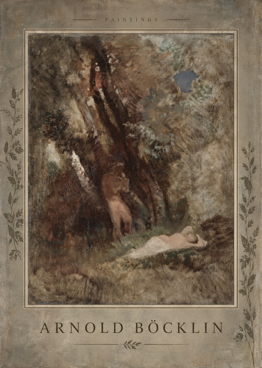Arnold Böcklin Pan Frightening a Nymph No5 - Poszter