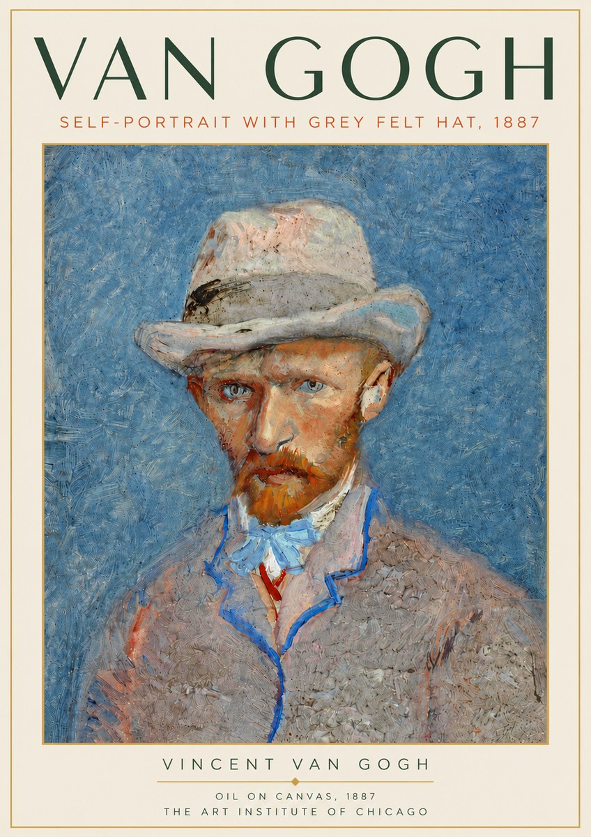 Van Gogh Self-portrait with Grey Felt Hat II No5 - Poszter
