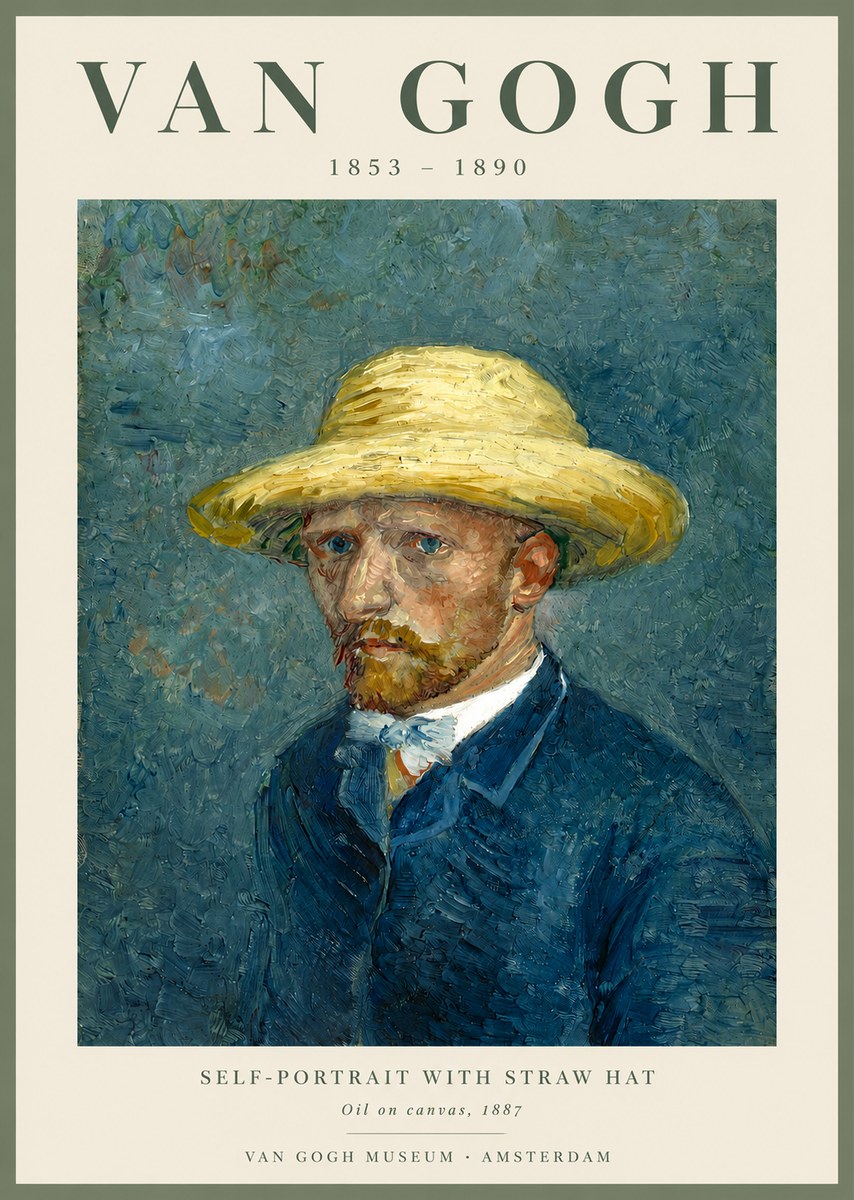 Van Gogh Self-portrait with Straw Hat III No2 - Poszter
