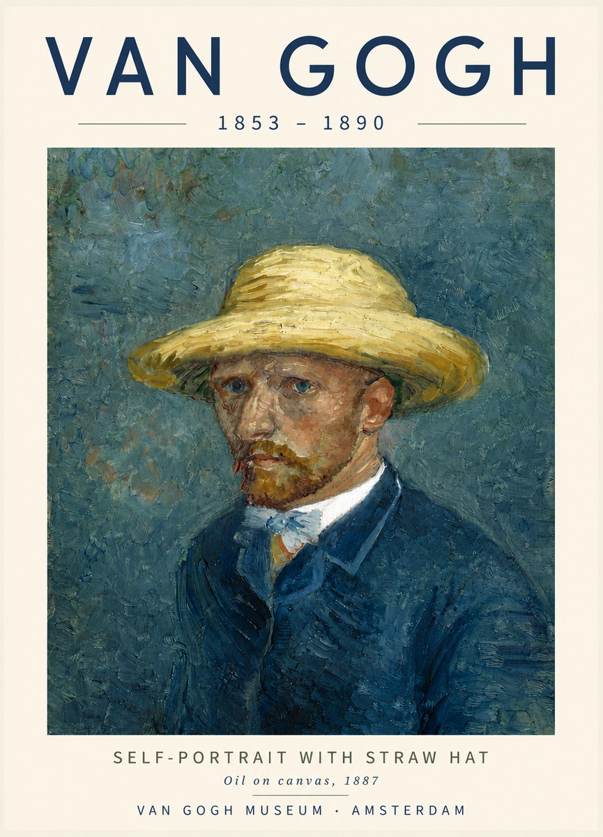 Van Gogh Self-portrait with Straw Hat III No4 - Poszter