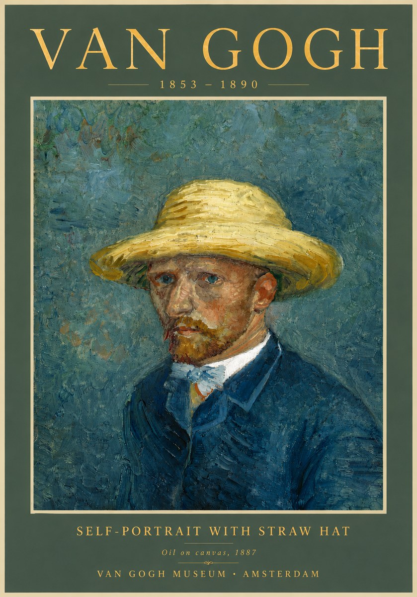 Van Gogh Self-portrait with Straw Hat III No5 - Poszter
