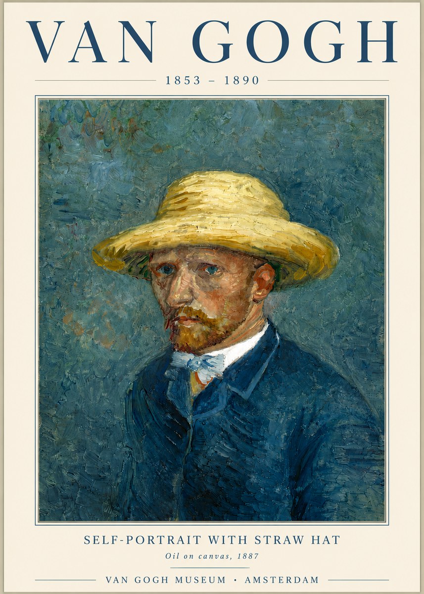 Van Gogh Self-portrait with Straw Hat III No6 - Poszter