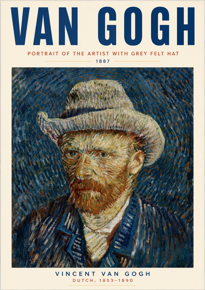 Van Gogh Portrait of the Artist with Grey Felt Hat No3 - Poszter