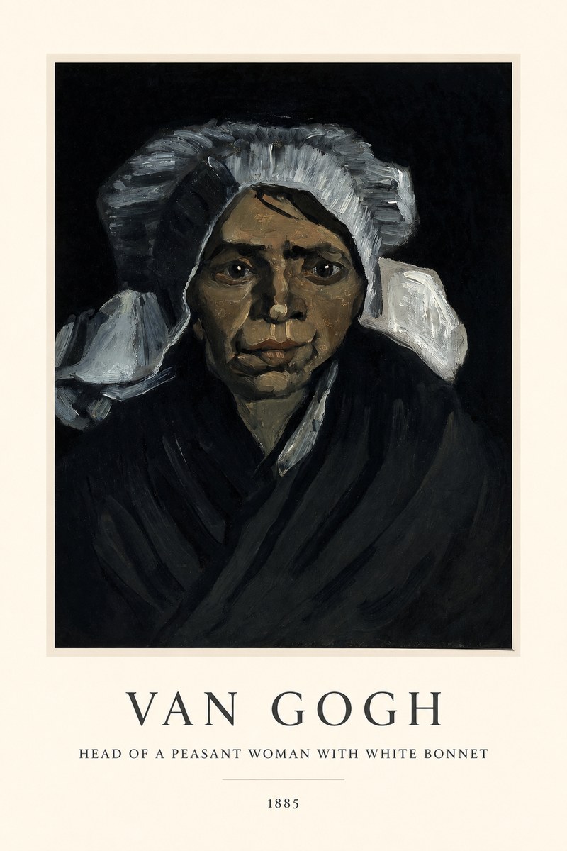 Van Gogh Head of a Peasant Woman with White Bonnet No1 - Poszter