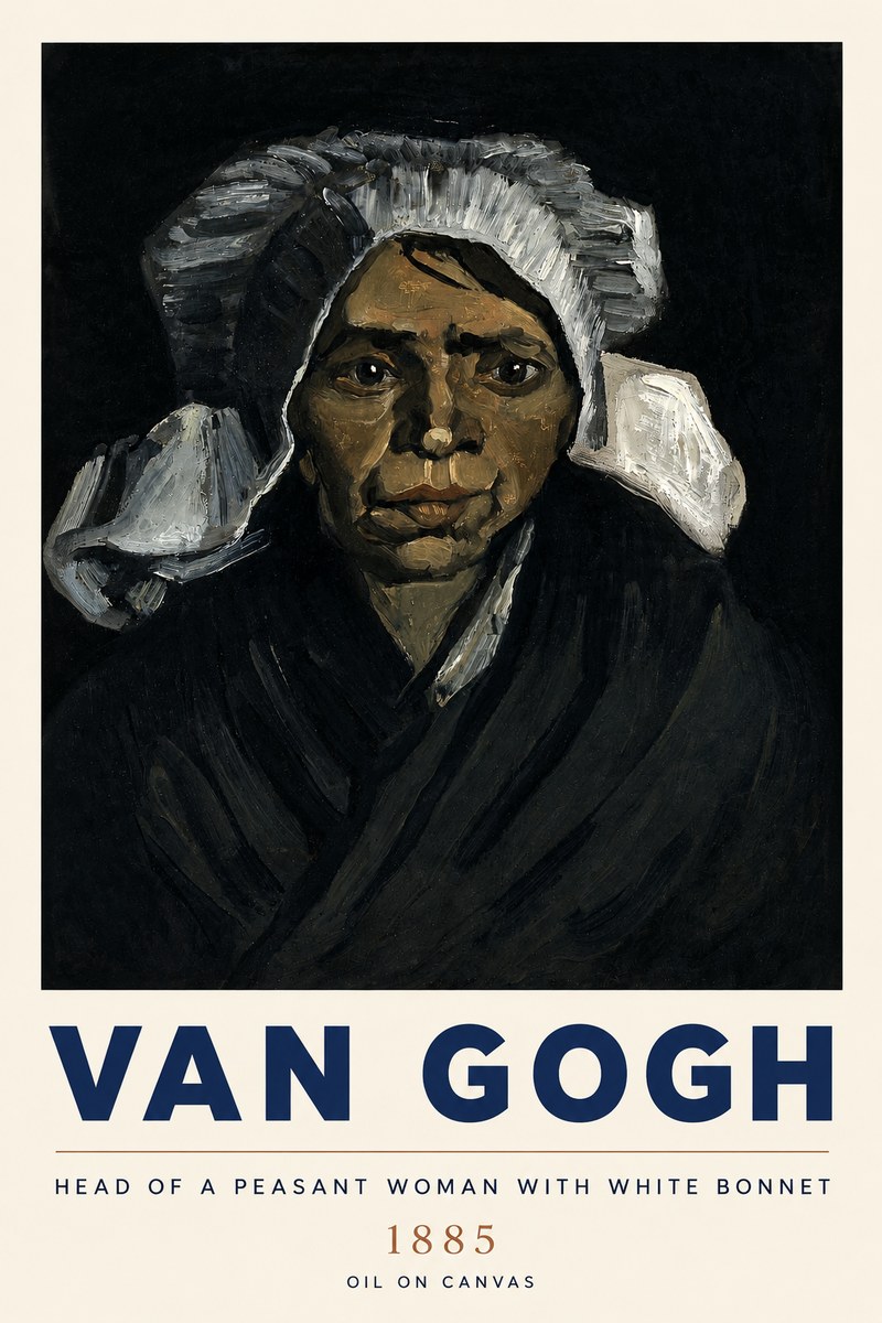 Van Gogh Head of a Peasant Woman with White Bonnet No3 - Poszter
