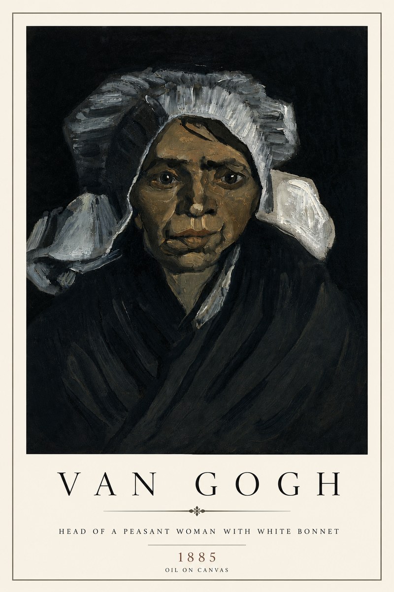 Van Gogh Head of a Peasant Woman with White Bonnet No4 - Poszter