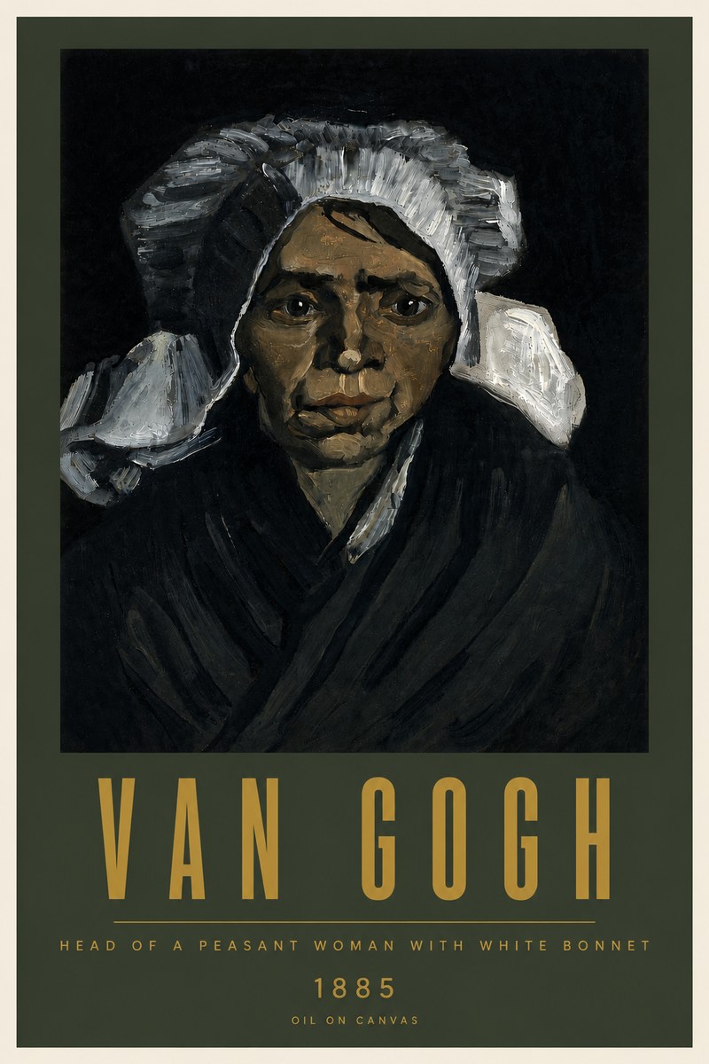 Van Gogh Head of a Peasant Woman with White Bonnet No5 - Poszter