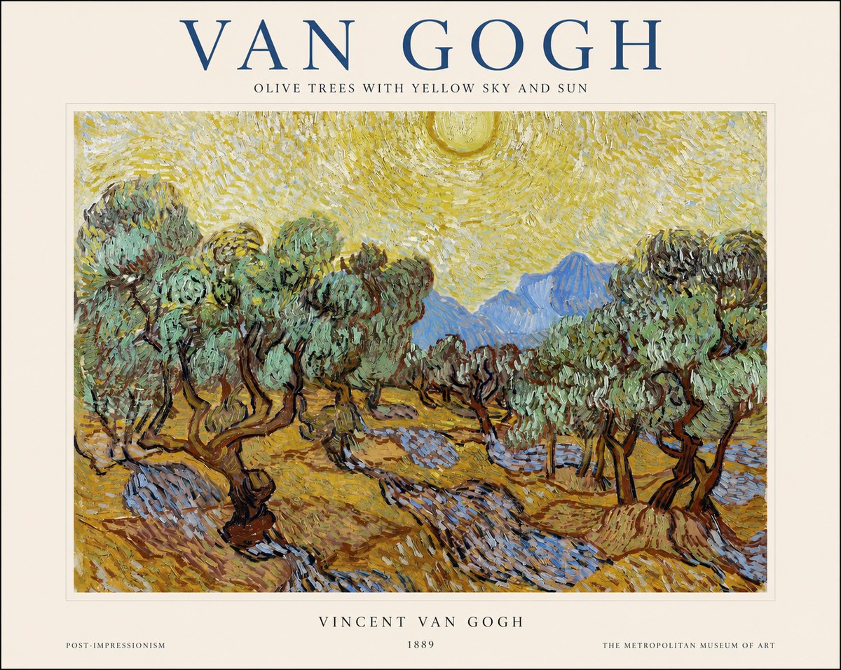 Van Gogh Olive Trees with Yellow Sky and Sun No1 - Poszter