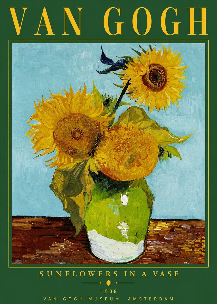 Van Gogh Sunflowers in a Vase No4 - Poszter