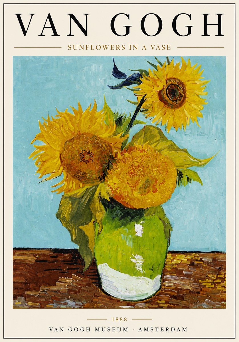 Van Gogh Sunflowers in a Vase No5 - Poszter