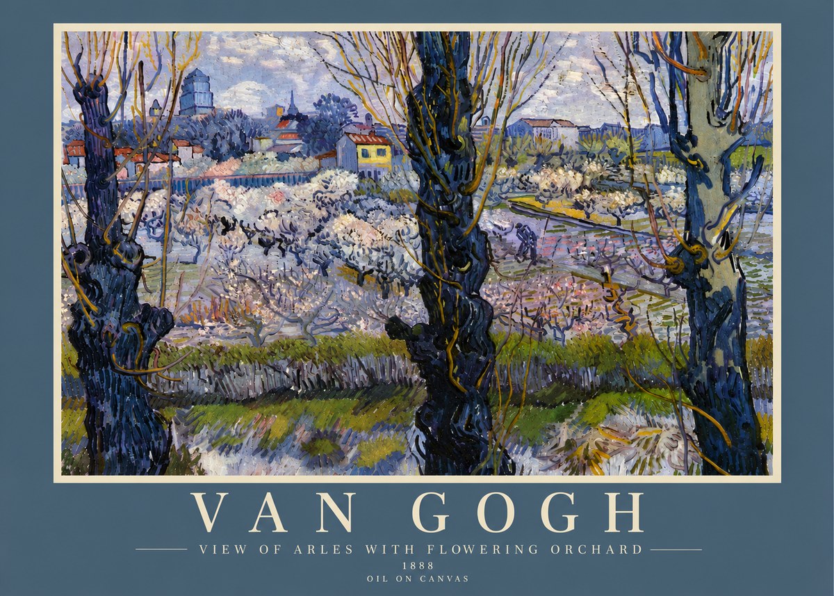Van Gogh View of Arles with Flowering Orchard No6 - Poszter