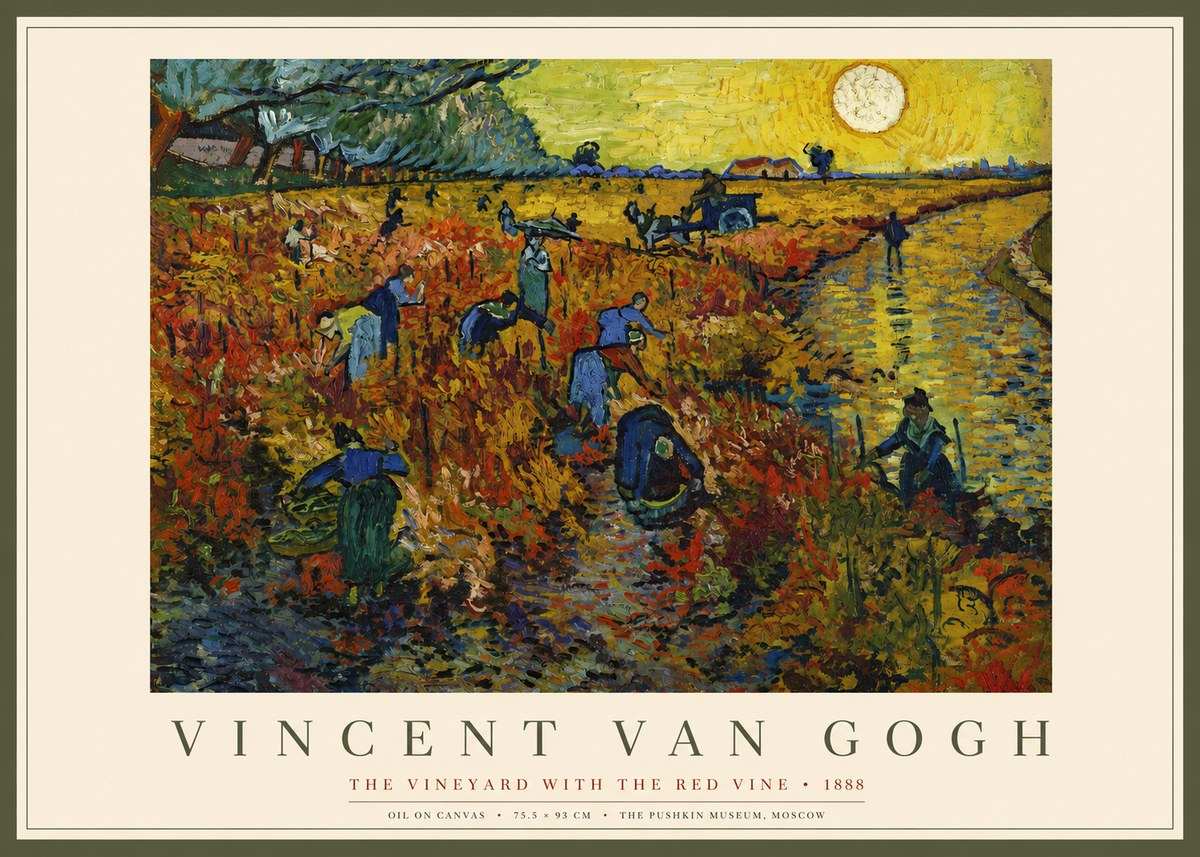 Van Gogh The Vineyard with the Red Vine No2 - Poszter