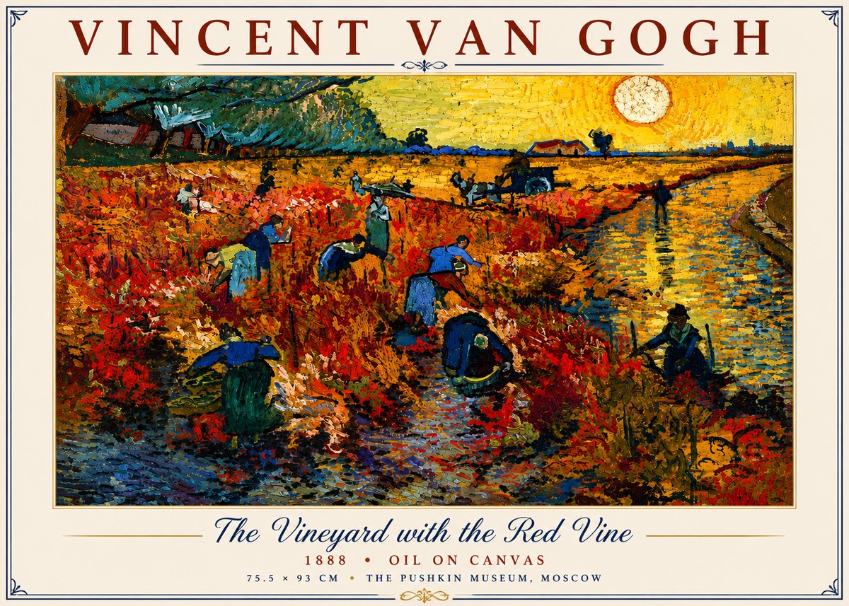 Van Gogh The Vineyard with the Red Vine No6 - Poszter