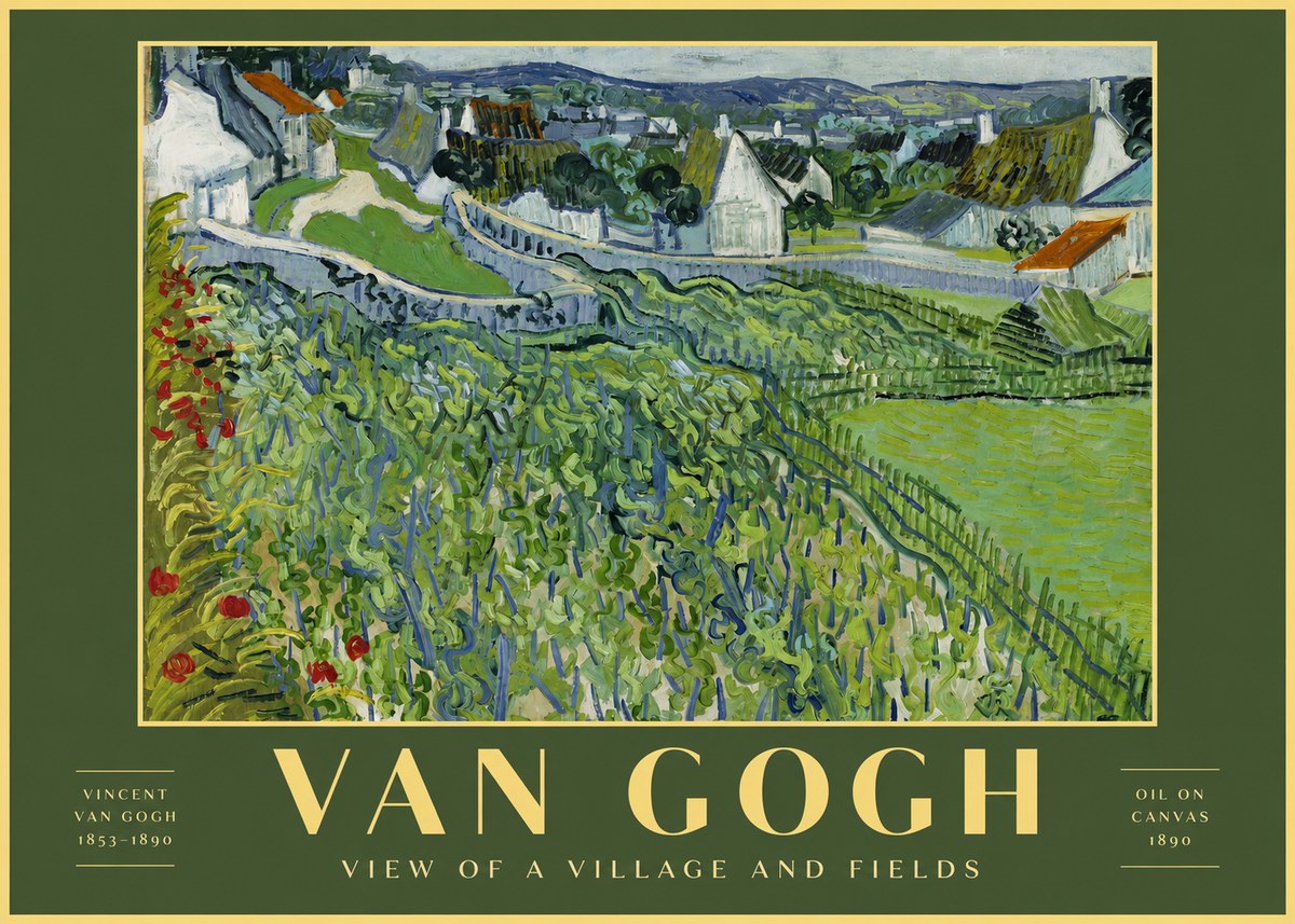 Van Gogh View of a Village and Fields No2 - Poszter