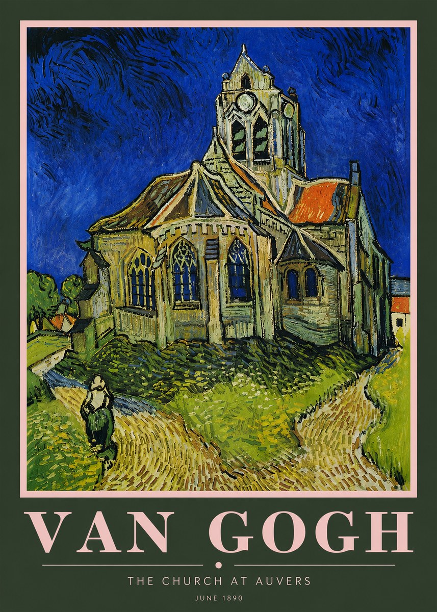 Van Gogh The Church at Auvers II No5 - Poszter