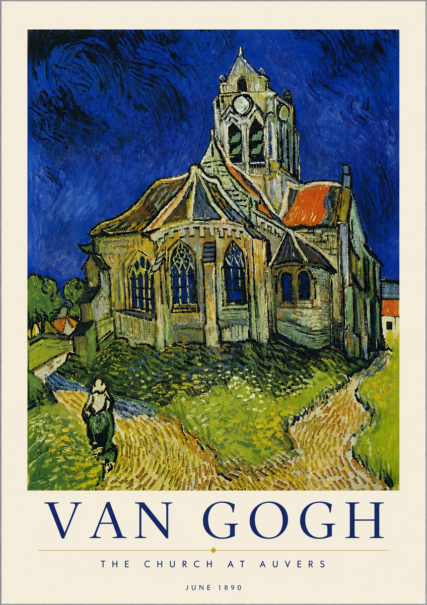 Van Gogh The Church at Auvers II No6 - Poszter