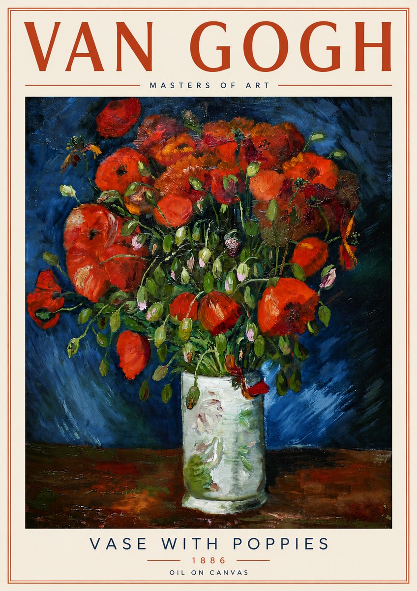 Van Gogh Vase with Poppies No6 - Poszter