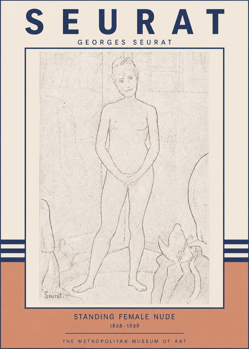 Seurat Standing Female Nude No3 - Poszter