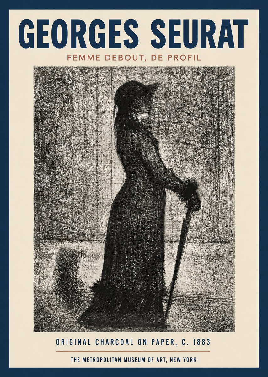 Seurat Femme Debout, De Profil No2 - Poszter