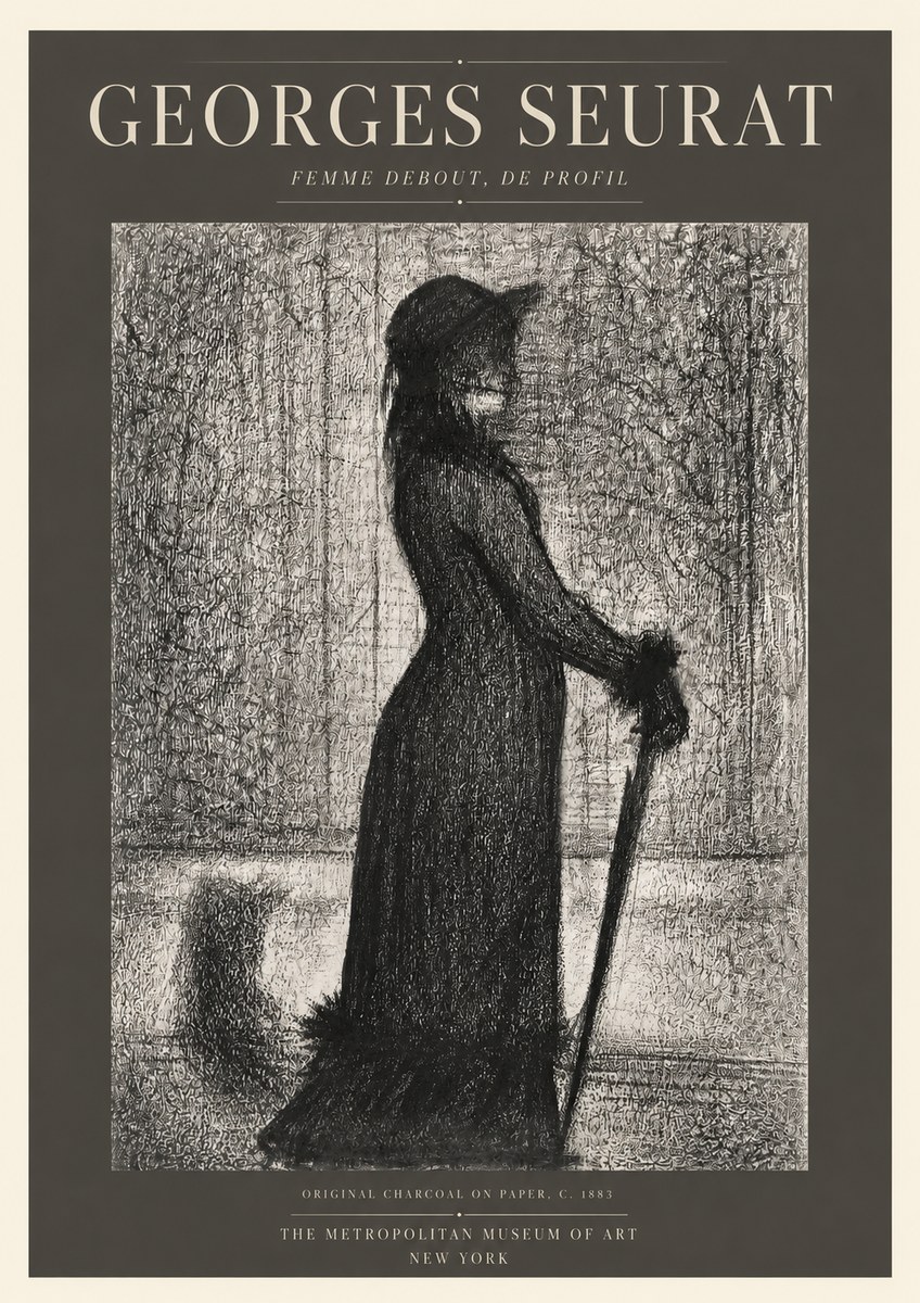 Seurat Femme Debout, De Profil No3 - Poszter