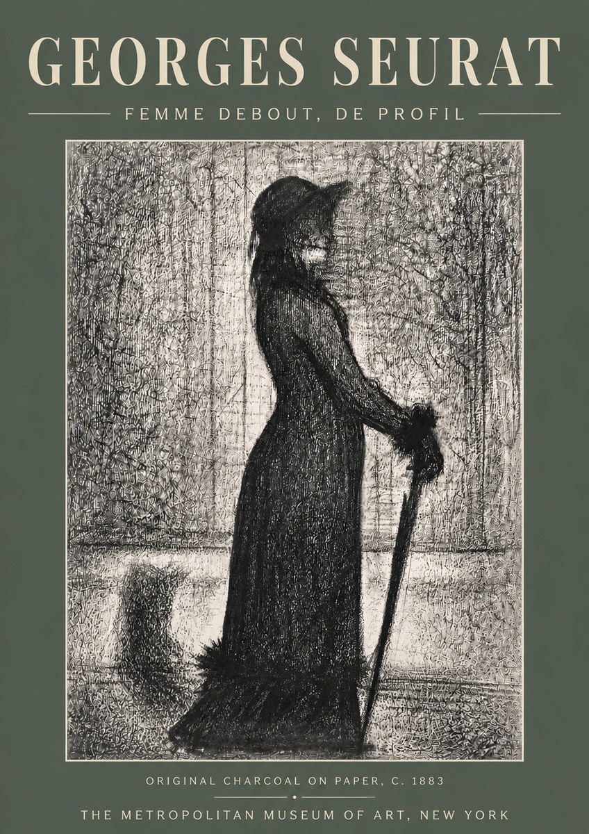 Seurat Femme Debout, De Profil No5 - Poszter